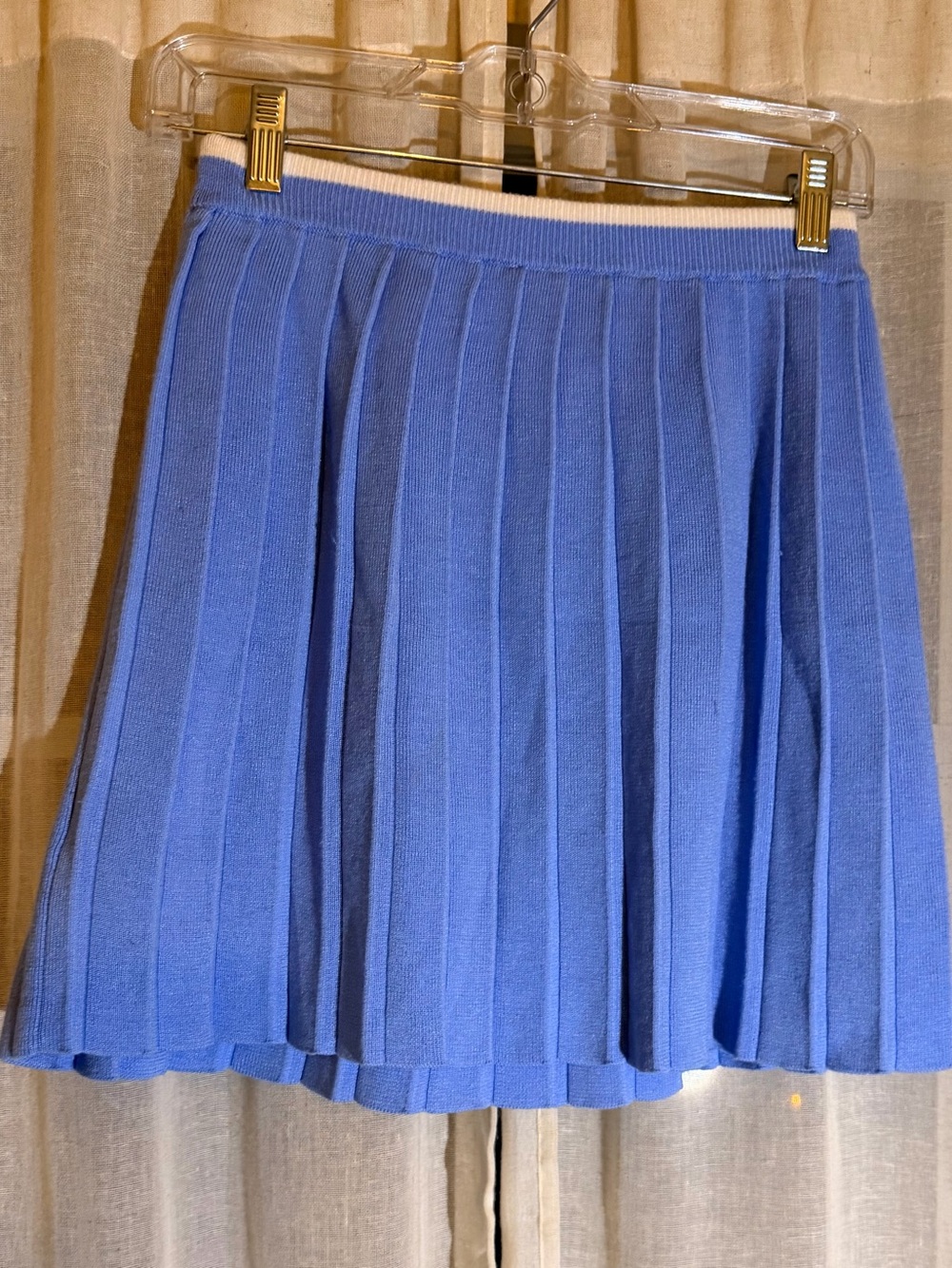 Freshman Blue Pleated Knit Mini Skirt